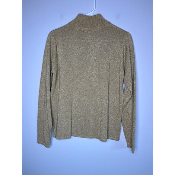 Pendleton Wool Metallic Gold Holiday Christmas Party Event Mock Neck Sweater M - Picture 5 of 5